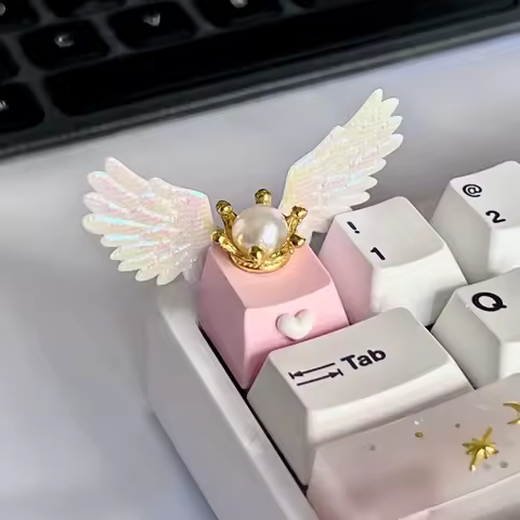 Handmade DIY Custom Keycap Cute Angel's Wings Keycaps for Mechanical Keyboard Caps Resin Artisan Key Caps Gifts