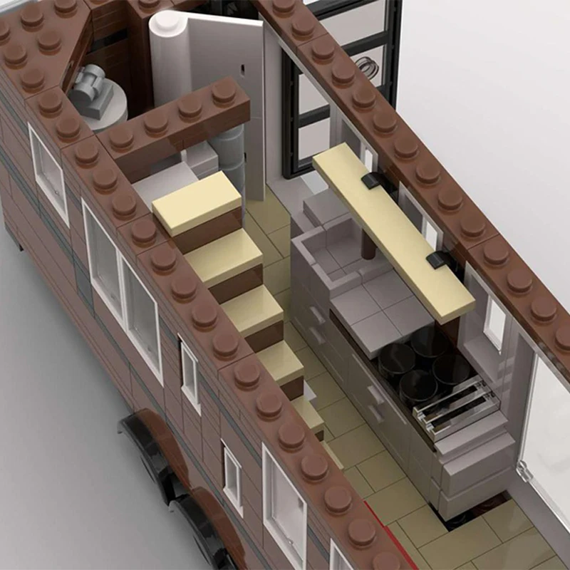 712PCS MOC Tiny House on Wheels 1 Mobile Residential DIY Model Building Blocks Birthday Gift