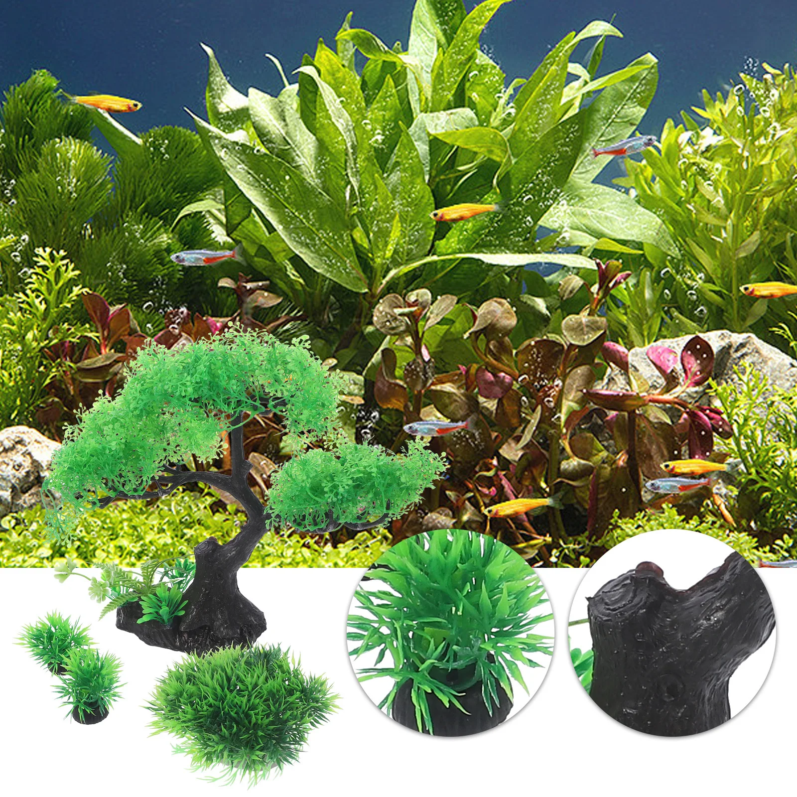 

1 Set Aquarium Plants Fish Tank Decorations Underwater Tree Kit Artificial Water Plant Landscape Prop Fake Plants Decor For Home
