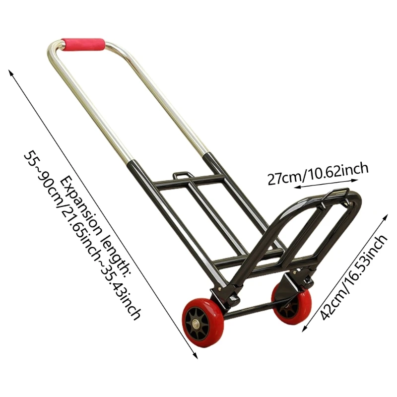 Space Saving Foldaway Utility Cart Easy to Store and Convenient Pull Wagon with Rubber Tires for Home and Travel Needs