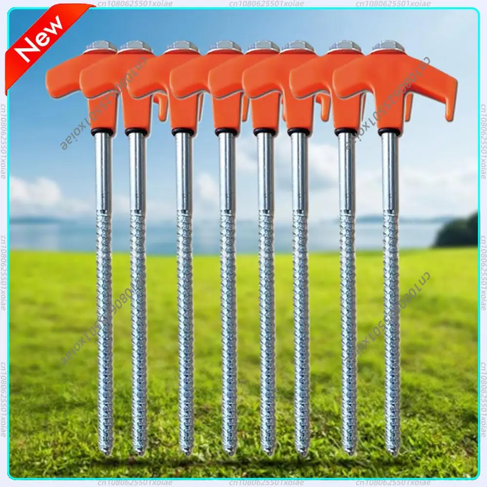 8Pcs Screw In Tent Stakes with Hex Socket Stakes Ground Anchors Camping Stakes Tent Ground Nail Screw in Camping Tent Pegs