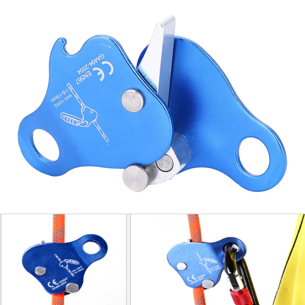 Mountaineering Rope Lock Climbing Protector Outdoor Climbing Mountaineering Gear Aluminum Rope Grab Lock Kits Blue