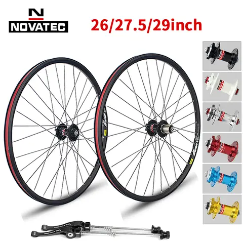 Novatec 산악 자전거 휠셋 26/27.5/29 인치 D041/D042 4 베어링 7-11 속도 32H 디스크 브레이크 29er 알루미늄 합금 자전거 바퀴