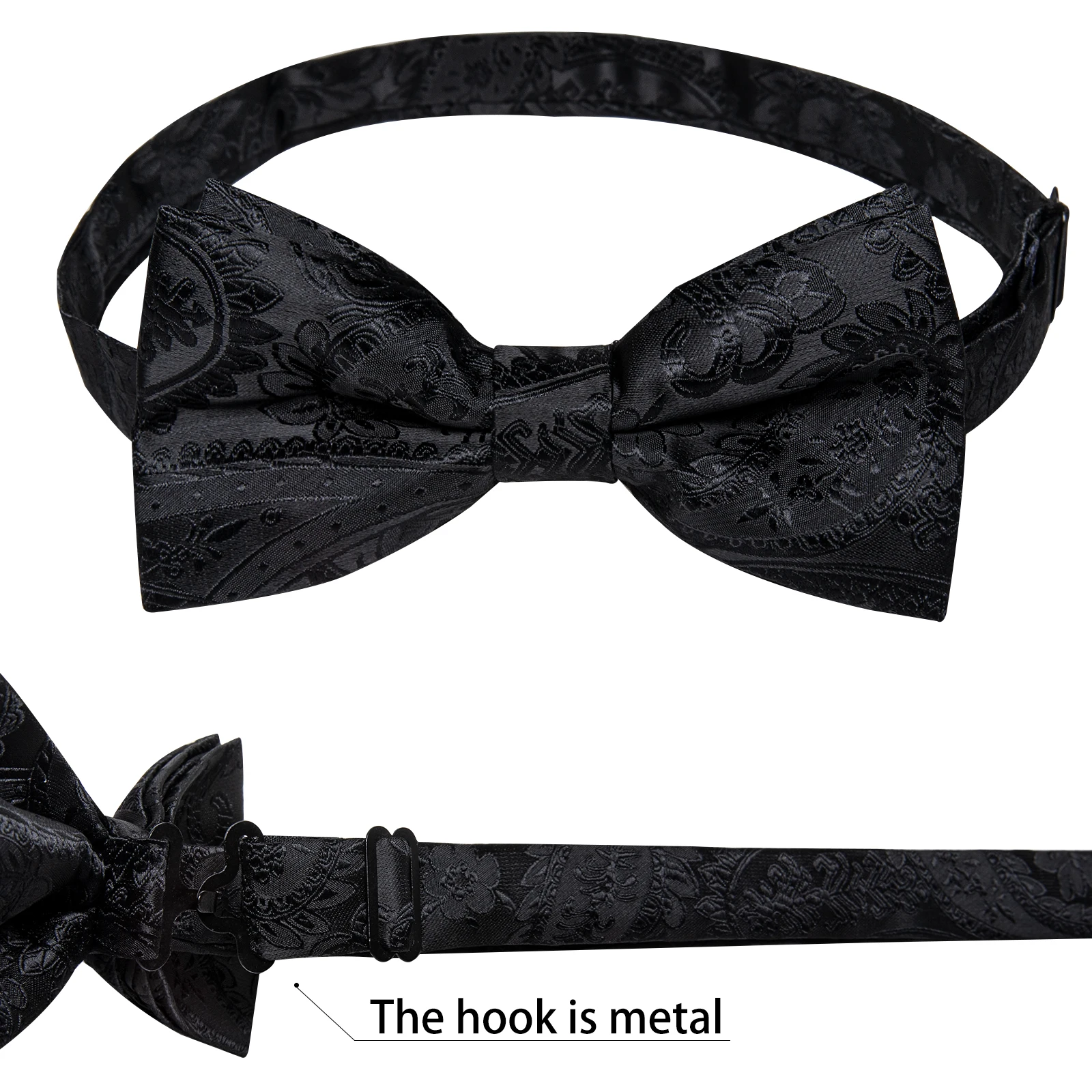 Männer Klassische Schwarz Paisley Weste Set für Hochzeit Party Business Fashion V-ausschnitt Weste Männer Krawatte Fliege Taschentuch Manschettenknopf – Detail 7