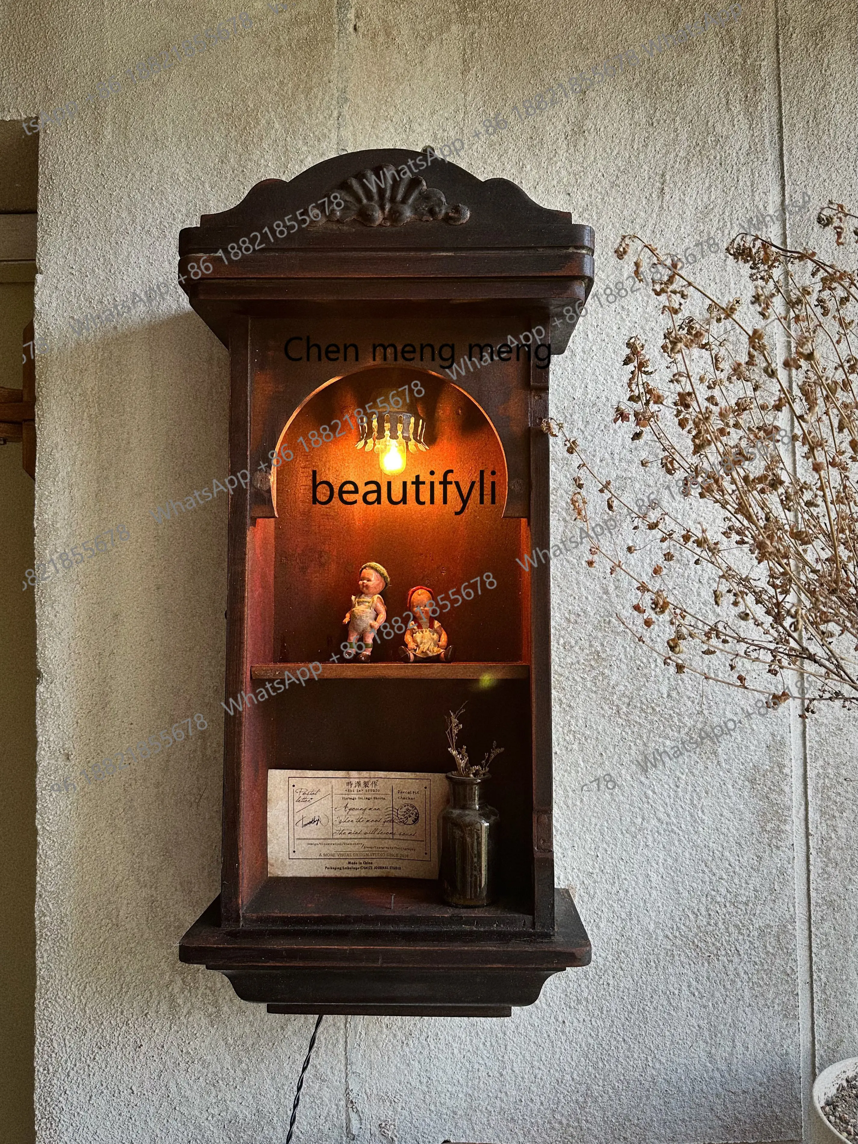 

Medieval solid wood wall hanging rack Medieval storage rack Homestay decorative wall hanging