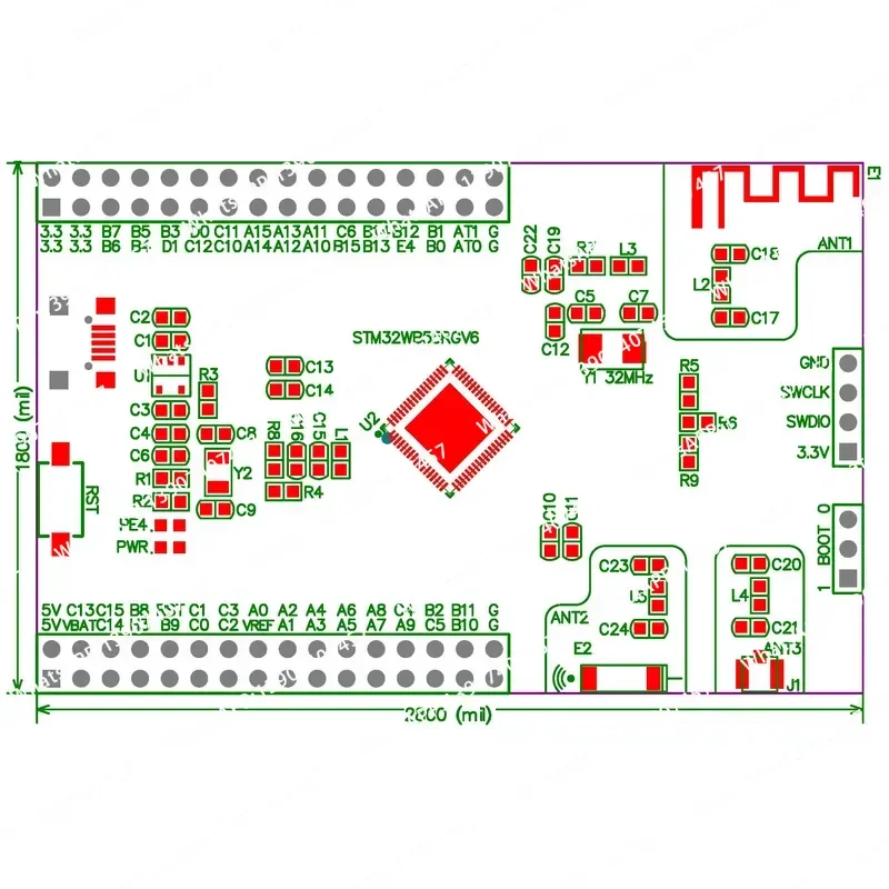 STM32WB55RGV6 MCU System Bluetooth Core Board Large Capacity New Product Development M4 Evaluation Board CEU6