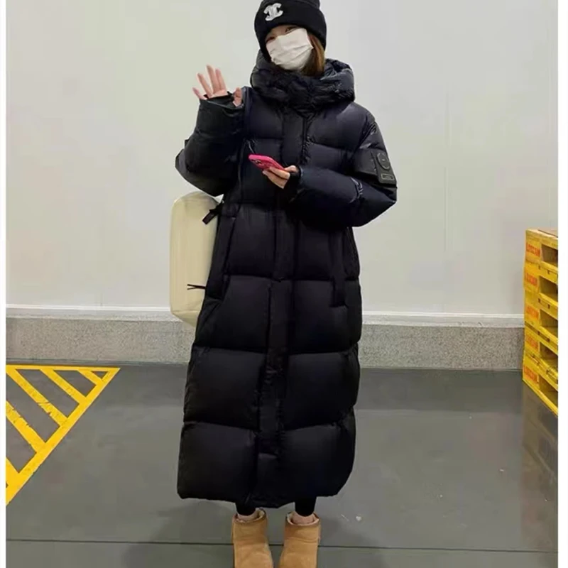 Black Winter Women\'s Down Puffer Jackets Baggy Thickening Warm Oversize Clothing Boutique Clothes Cotton Medium and Long Coats