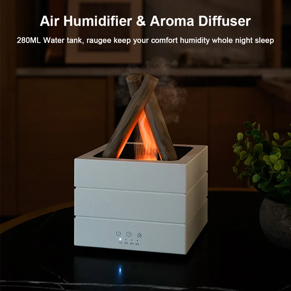 Flame Humidifier Fragrance Diffuser Aroma Humidifier Aromatherapy Essential Oil Diffuser with Night Light and Remote Control