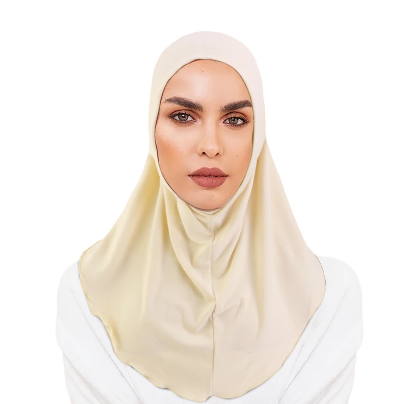 

New Solid Color Elastic Instant Hijab Cap Thin Breathable Pullover Cap Casual Outdoor Windproof Sunscreen Head Wrap For Women