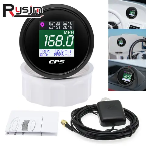 디지털 GPS 속도계 TFT 스크린 트립 ODO Mph 매듭, km/h 속도 게이지, 계량기 GPS 안테나, 자동차 보트 오토바이, 12V, 24V, 52mm, 신제품