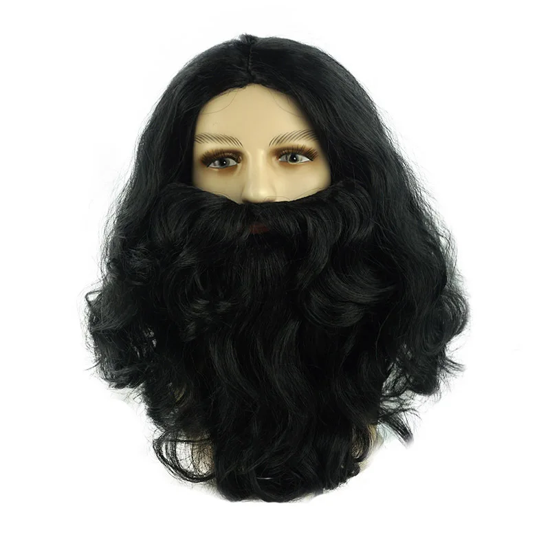 

Synthetic Wig and Beard Costume Set Anime Cosplay Party Accessories Halloween Roleplay Props Durable Fiber Gift
