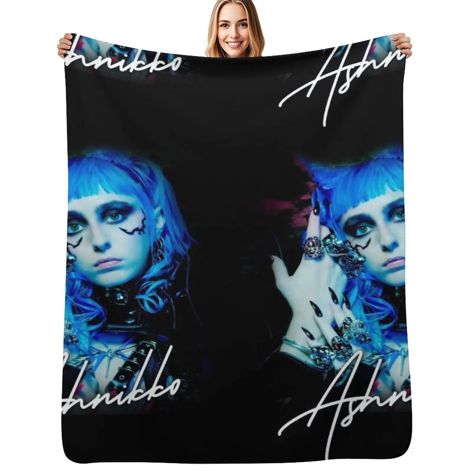 

Ashnikko Throw Blanket Blankets For Sofas Plush Plaid on the sofa Beach Blankets