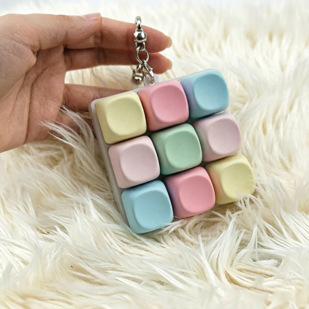 Neuer süßer Macaron Frosted 9 Tastatur-Tastenkappen-Fidget-Spielzeug, runder Clicker-Stressabbau-Knopf, ästhetisches Schreibtisch-Accessoire-Geschenk