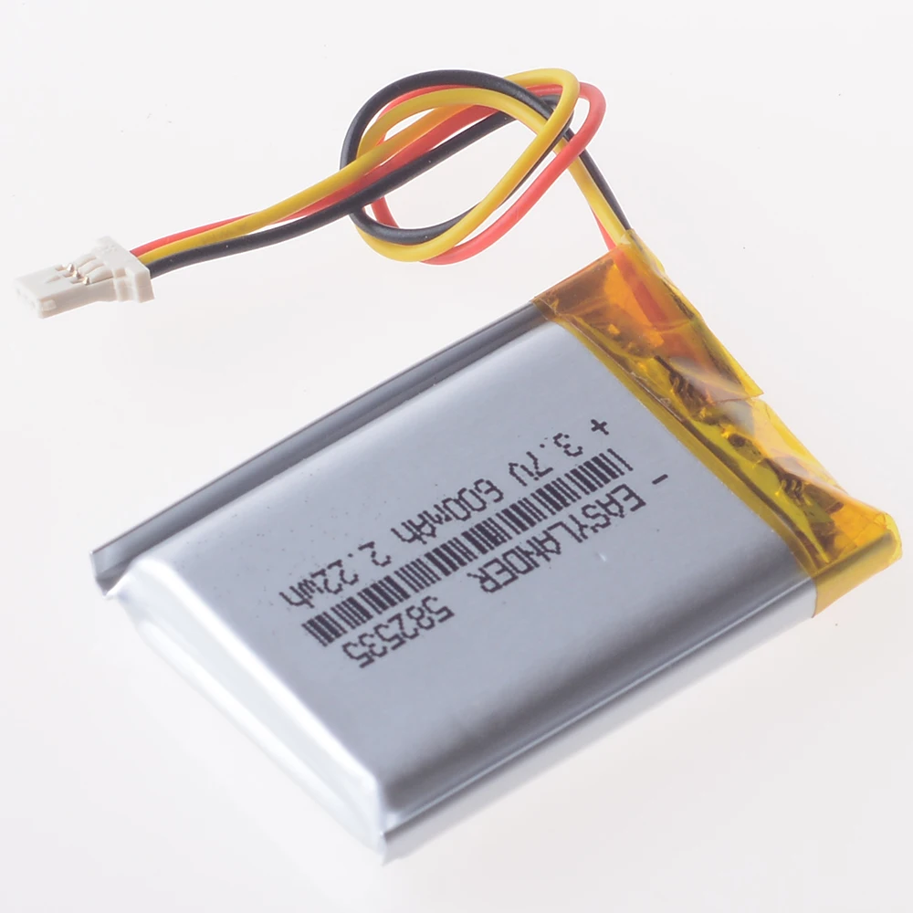 3,7V 600mAh 602535   Bateria Li-Polymer Li 3 Fios JST 3 pinos 51146 Conector 582535   Para carro DVR Gamera Dash Cam Sat Nav