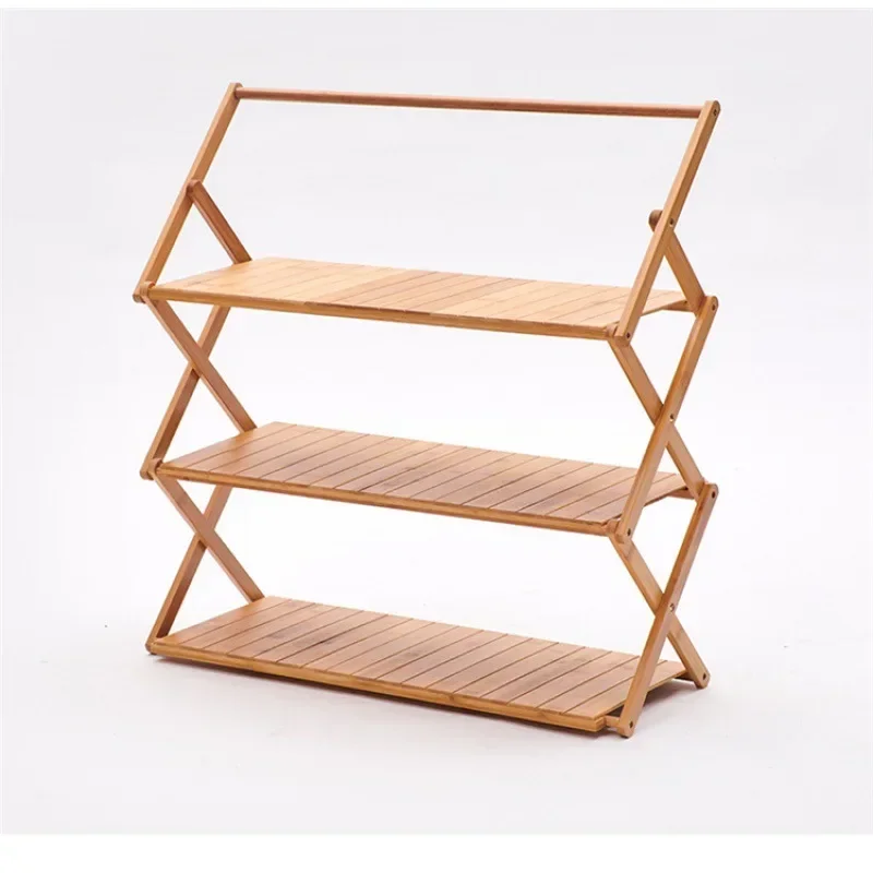 Foldable 3 Plies Camping Wood Shelf Rack Folding Outdoor 4 Plies Item Storage Holder  Multi size Quality Accessories