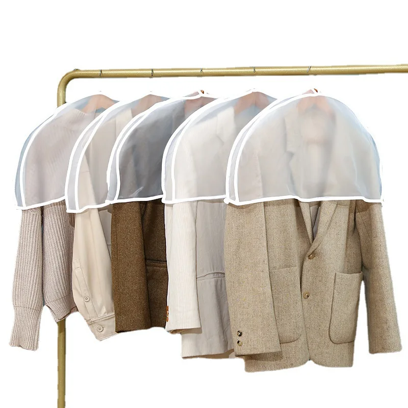 5pcs/set Clothing Hanging Dust Cover Dress Coat Windbreaker Coat Protective Sleeve Shoulder Transparent Storage Bag