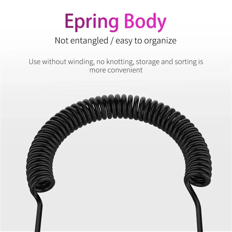 Auricolare singolo lato da 3,5 mm, auricolari mono cablati in silicone Cavo a spirale retrattile a molla per lettori MP3 del telefono Walkie Talkie