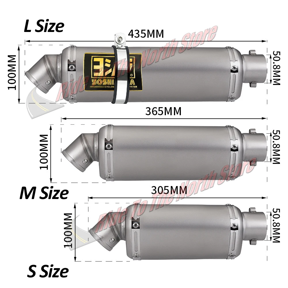 Universal 51mm Interface I.D yoshi Motorcycle Muffler Escape With DB Killer Stainless Slip On Exhaust Tail Pipe Modified Parts