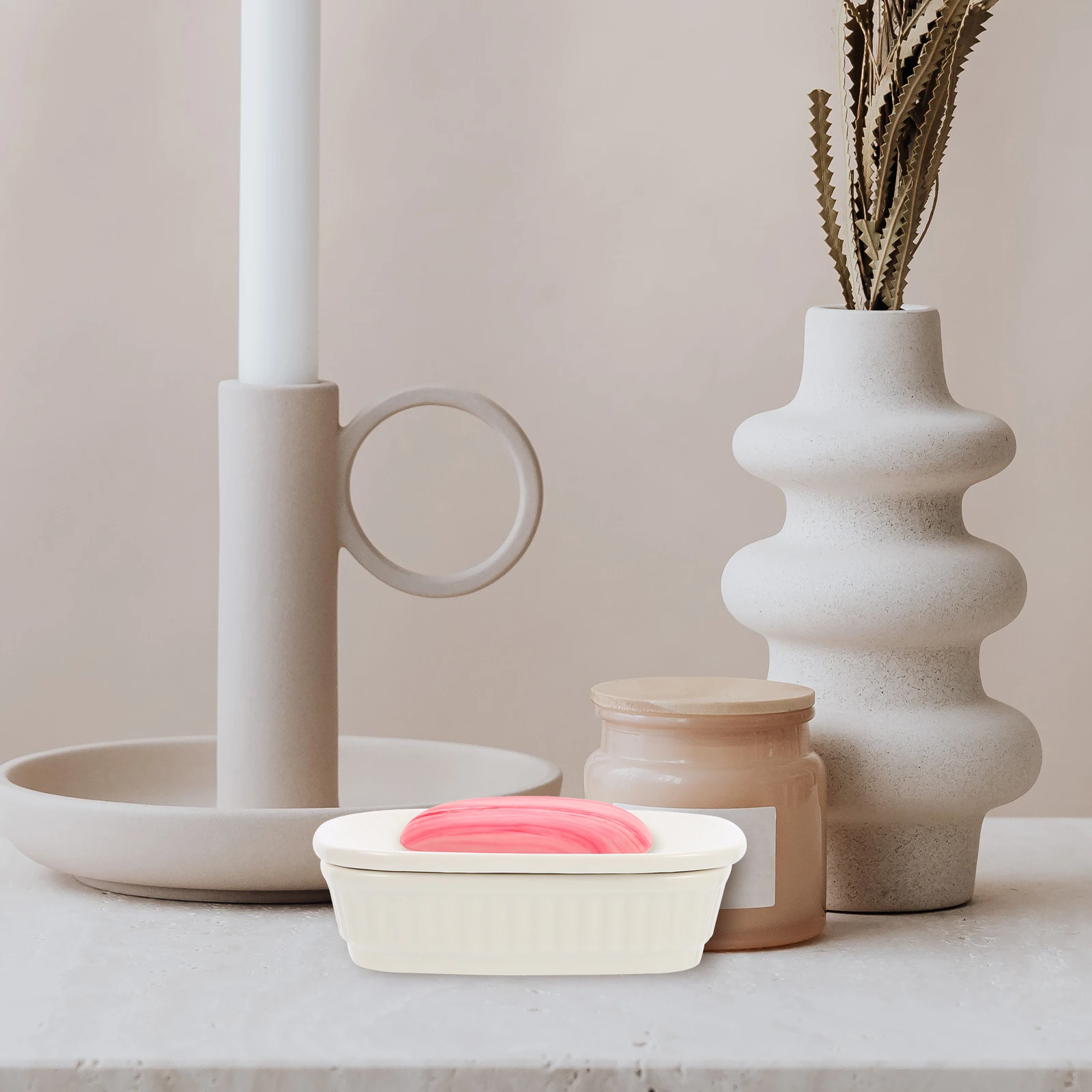 

Minimalist Ceramic Soap Holder Double-Layer Organizer Nordic Style Bathroom Accessory Fits Most Soaps Kitchen Sponges