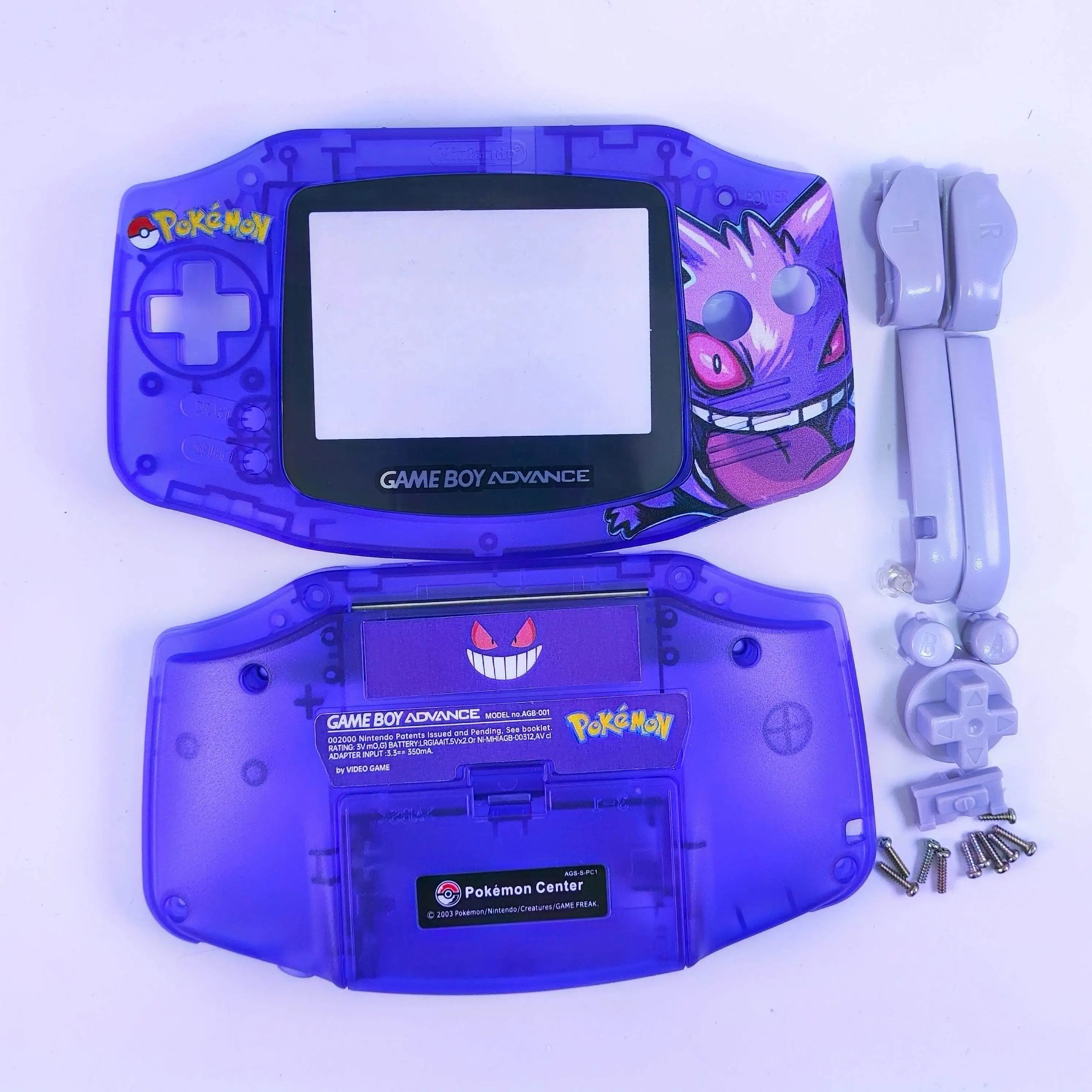Kit de boîtier complet pour GBA, style Pokemon, thème dessin animé, avec boutons et vis pour console GBA