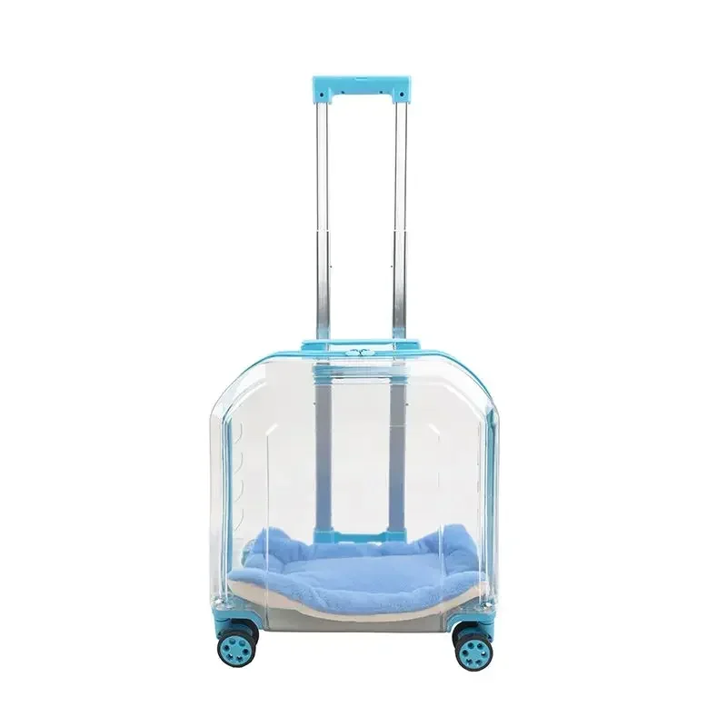 

Cat and Dog Suitcase Large Capacity Car Trolley Case Two Transparent Cats and Dogs Space Capsule Portable Car for Outing
