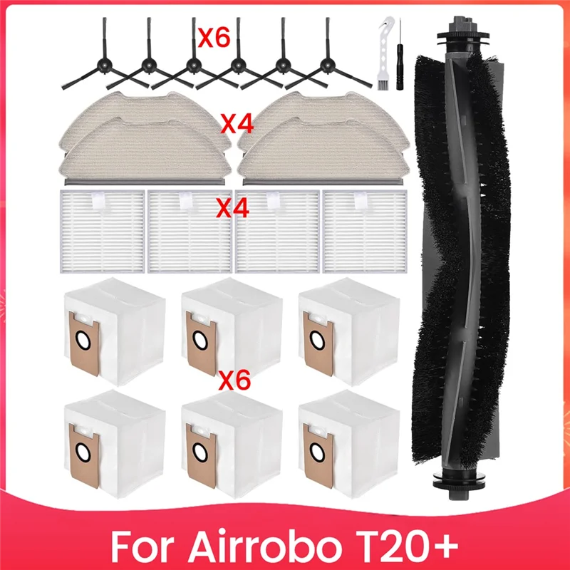 لماذا-ل Airrobo T20 + روبوت فراغ استبدال أجزاء فرشاة جانبية رئيسية مرشحات Hepa ممسحة منصات أكياس الغبار الملحقات