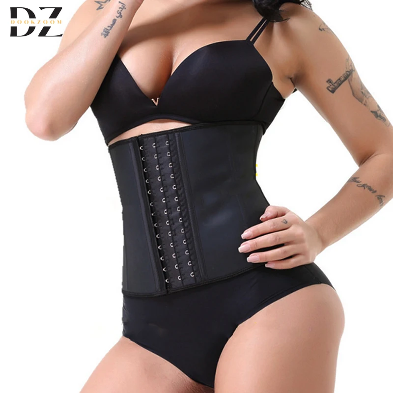 

9-Steel-Bone Womens Latex Rubber Girdle Waist Trainer Corsets Hourglass Body Shaper Long Torso Underbust Cincher Weight Loss