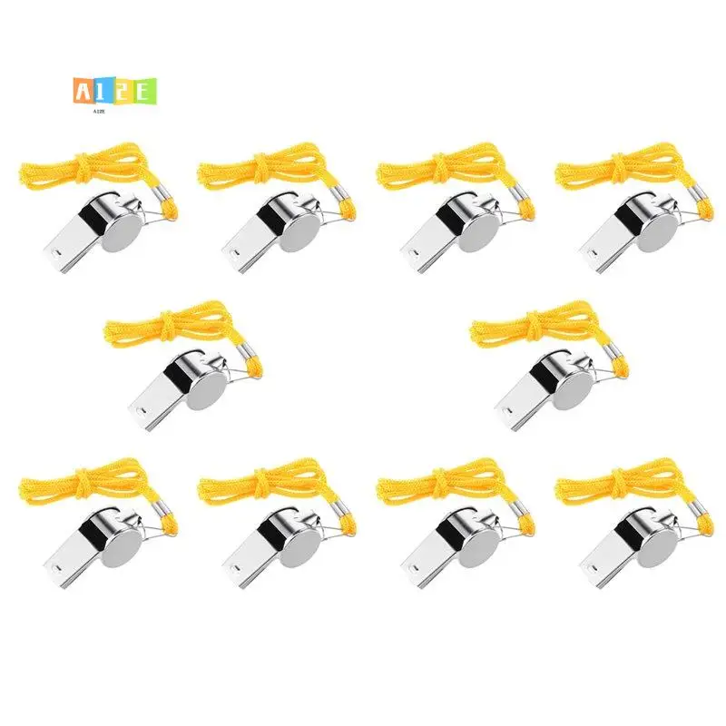 

A12E-10Pack Whistle For Teachers, Whistle For Coaches Stainless Steel Whistles With Lanyard Loud Crisp Sound For Referees