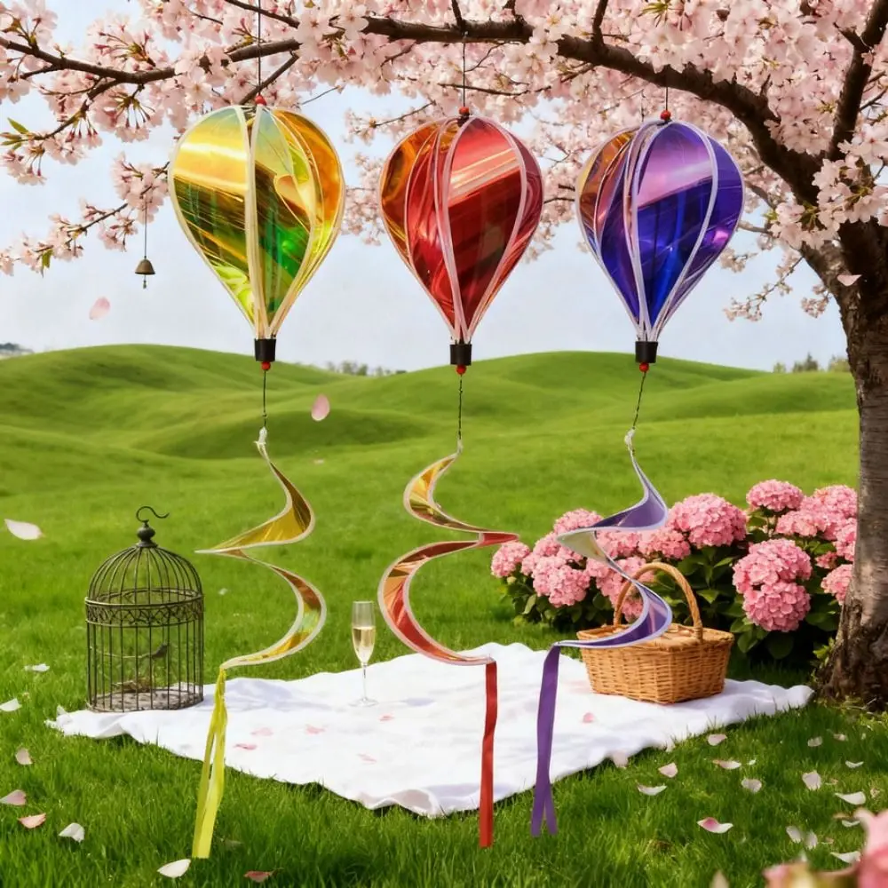 New Plastic Hot Air Balloon Spinner 40cm Balloon Multistyles Rotating Sequins Pinwheels Rainbow Colors Striped Tie Dye Pinwheels