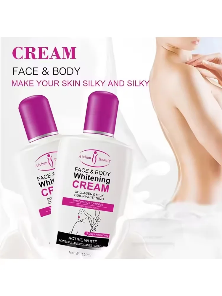 120 ml Gesichts- und Körperbleichcreme, Kollagen-Gesichts- und Körperlotion, feminin, verbessert dunkle Haut, sanfte, nährende Pflege für dunkle Haut für Frauen