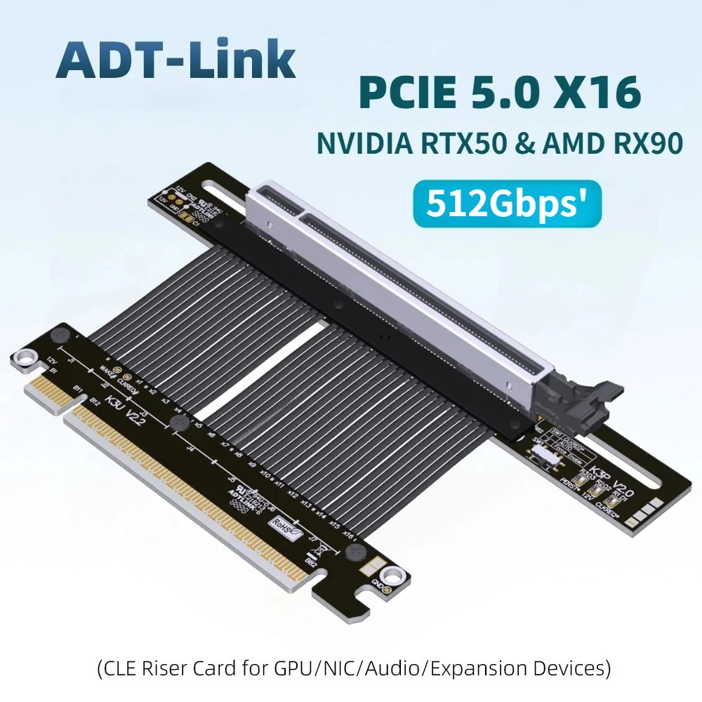 

Universal PCIe 5.0 x16 GEN5 For NVIDIA RTX50 / AMD RX90xx Graphics Card Extender Cable for PC Chassis Server ITX Builds Computer