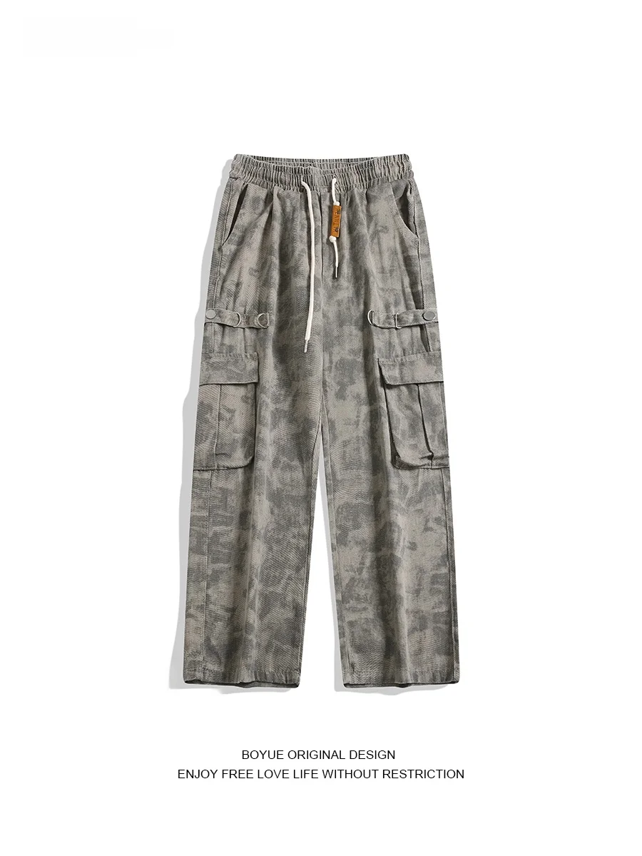 

BOYUE Camouflage Workwear Pants Men's Casual Straight Leg Jeans Street Dance Sle Comfortable Loose Fit All Season Long Trou...