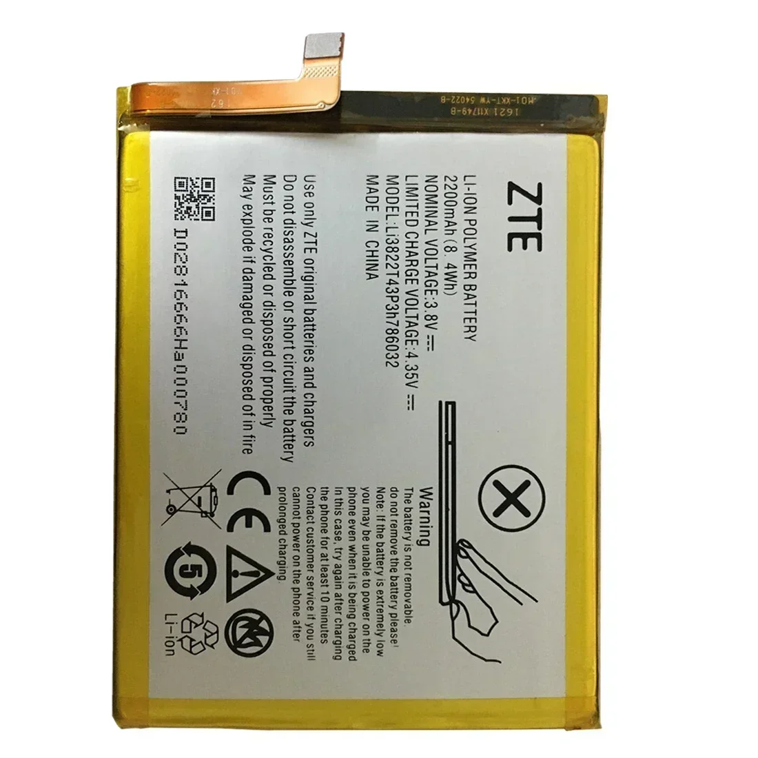 Original Battery For ZTE Blade, Li3822T43P3h786032, Orbic, RC-501L, Blade V6,For ZTE Blade D6, ZTE Blade X7, 3.8V, 2200mAh