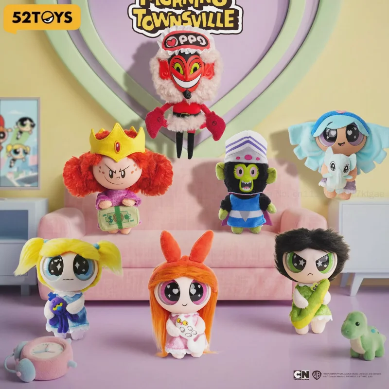52TOYS The Powerpuff Girls Good Morning Townsville Series Blind Box Doll Bag Charm Cute Keychain Doll Birthday Gift Pendant Toy