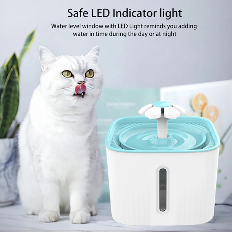 Pet Fountain Cat Water Dispenser Dog Water Fountain ,Super Quiet Flower Automatic Electric Water Bowl With LED Light