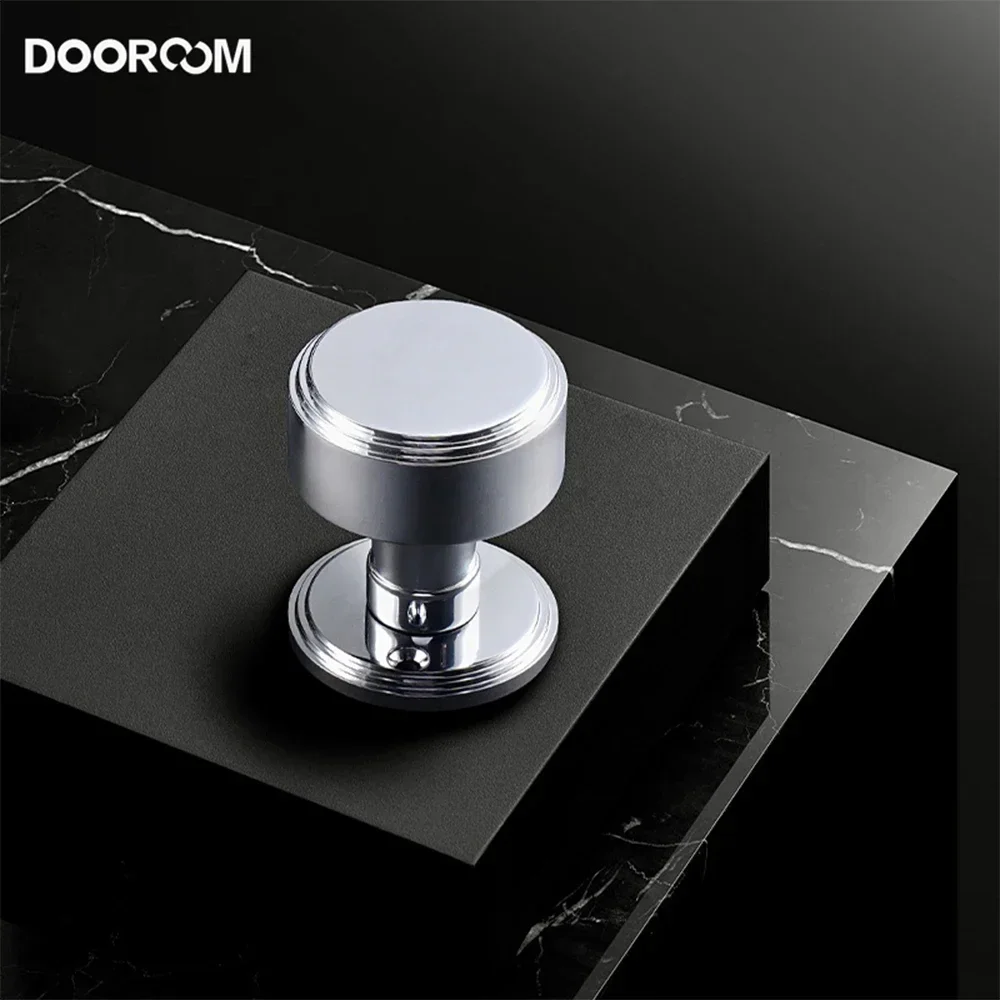 Imagem -06 - Dooroom-brass Round Indoor Door Lock Grupo Sucção Magnética Silenciosa Ouro Brilhante Cromo Brilhante Quarto Interior e Banheiro Madeira Dupla