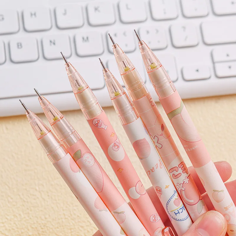 1Pc Lytwtw's 0.5mm Honey peach Cute Press Automatic Mechanical Pencil School Office Supplies Student Stationery Gift Refill