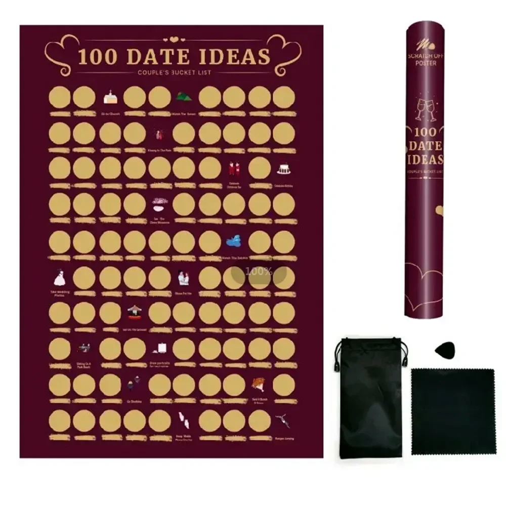 Hot Sale 100 DATES POSTER Scratch-Off Posters Wall Chart Couple Room Home Wall Decor Painting - 100 Things To Do with Your Lover