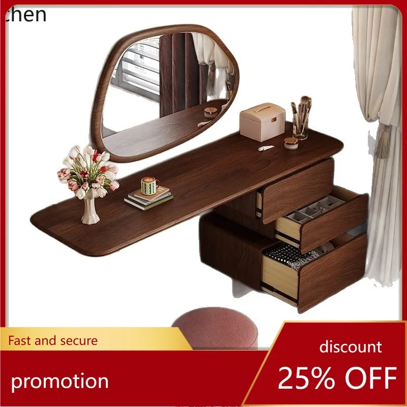 ZML Solid Wood Dressing Table Extendable Bedroom Bedside Chest Makeup Table