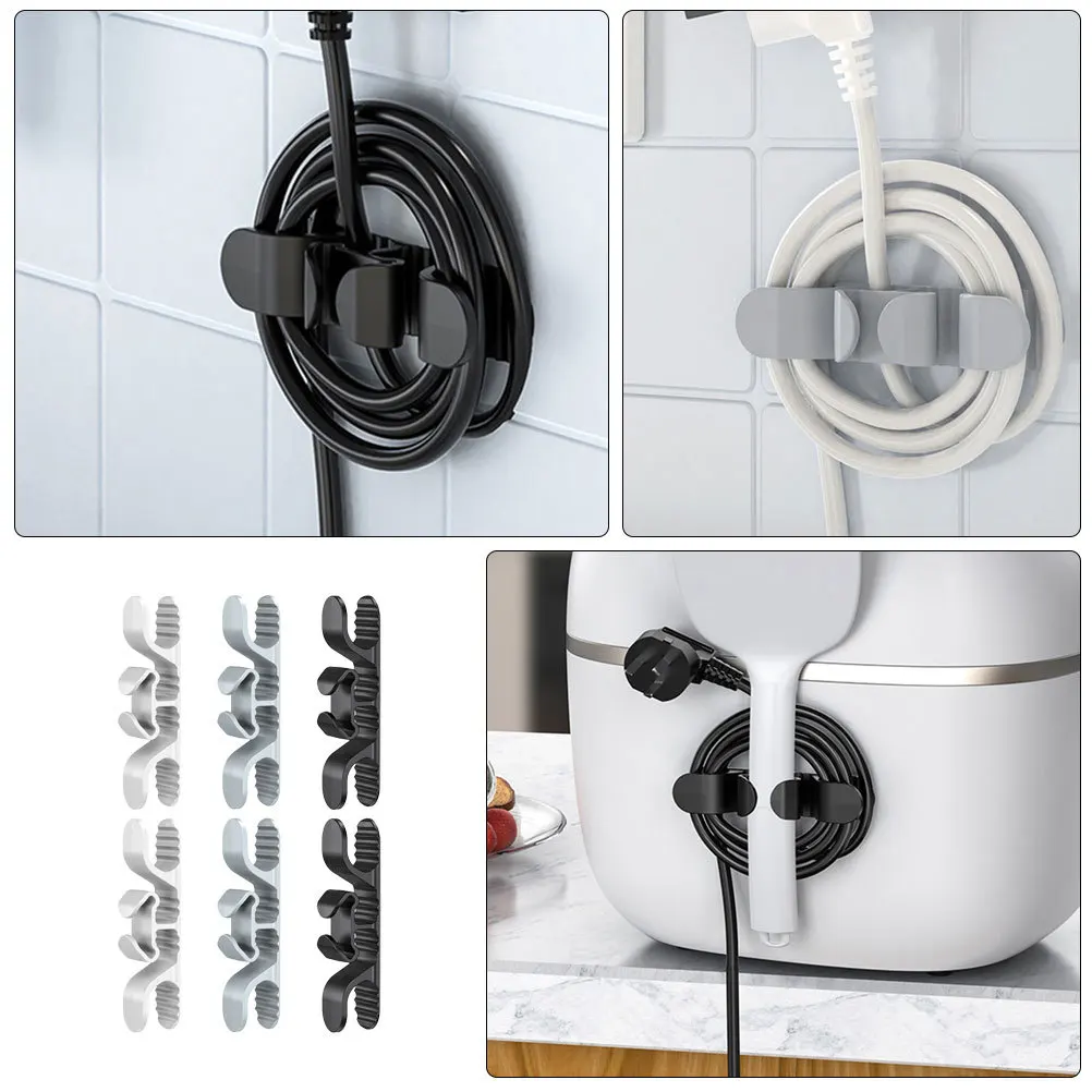 6Pcs Kitchen Appliance Cord Organizer Strong Adhesive Cable Holder Compact Wire Manager for Home Use Fits Air Fryer Coffee