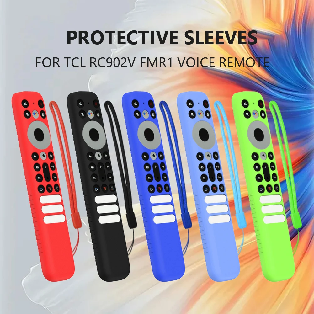 Silicone Remote Control Cover with Lanyard Anti Slip Remote Control Protector Repalcement Parts for TCL RC902V FMR1 Voice Remote