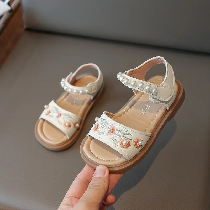 Sandalias de princesa para niña, chanclas antideslizantes de estilo extranjero, Hanbok suela suave, novedad de verano, 2024