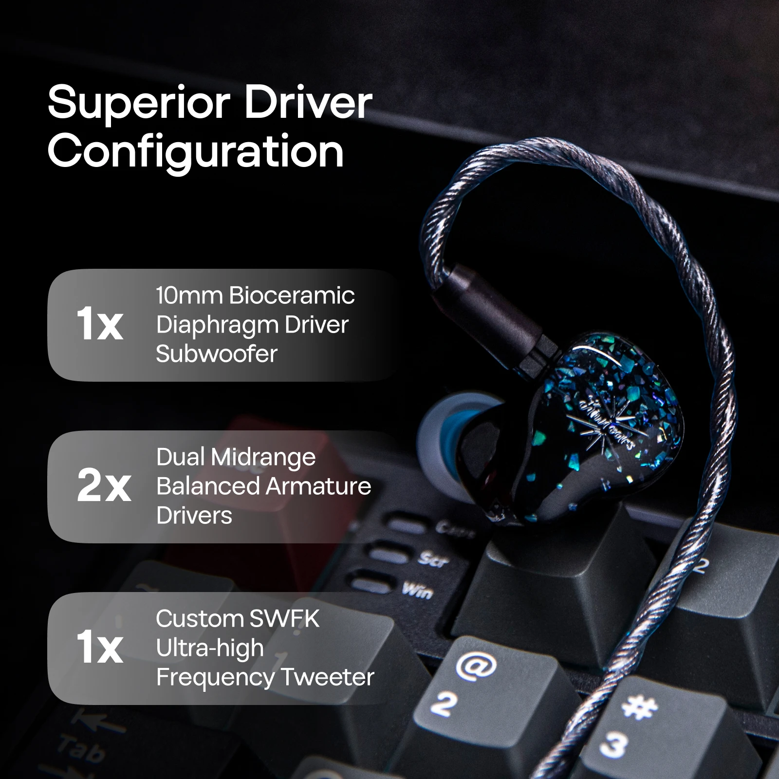 Linsoul كيوي آذان أستراال 1DD + 6BA الهجين IEM سماعة المهنية اوديوفيلي داخل الأذن رصد سماعات أذن سلكية