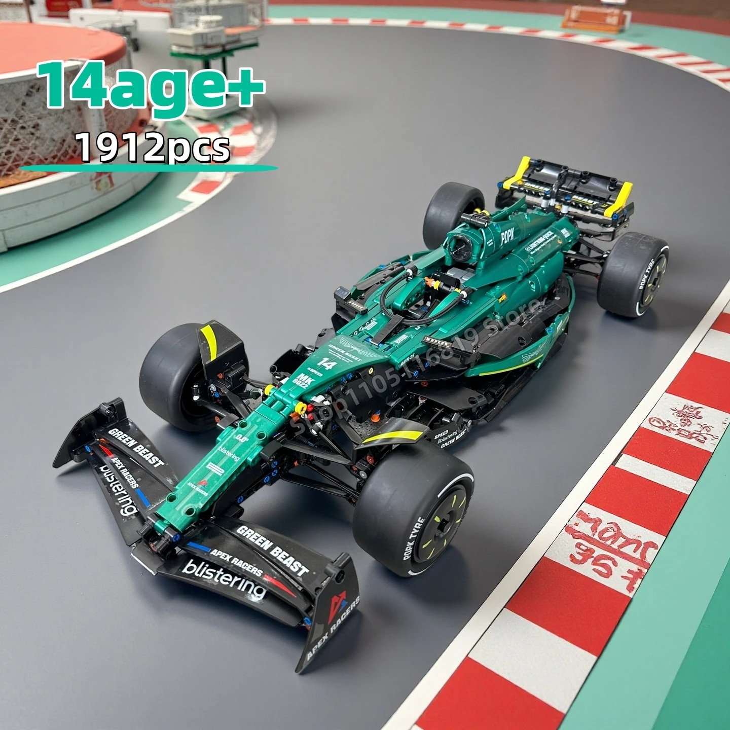 Aramco مارتن AMR24 F1 سباق اللبنات 1912 قطعة MOC الطوب الجمعية التقنيات المركبات سباق السيارات أطقم منمذجة اللعب ديكور الهدايا