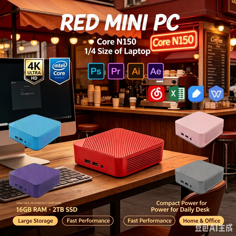 Mini PC, Celeron N150, Win11, 16GB DDR4 2TB NVMe SSD, WiFi6 BT5.2, 4K UHD Workstation for Home Office, Gaming & Video Editing