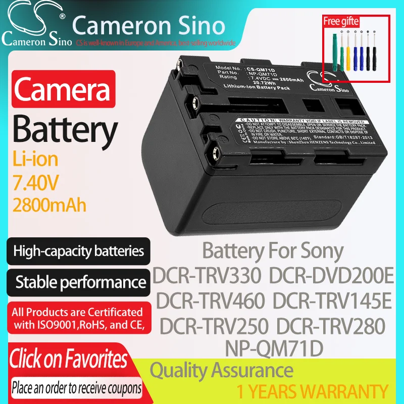 

CameronSino Battery for Sony DCR-TRV330 DCR-TRV460 DCR-DVD200E DCR-TRV250 DCR-TRV280 fits Sony NP-QM71D Digital camera Batteries