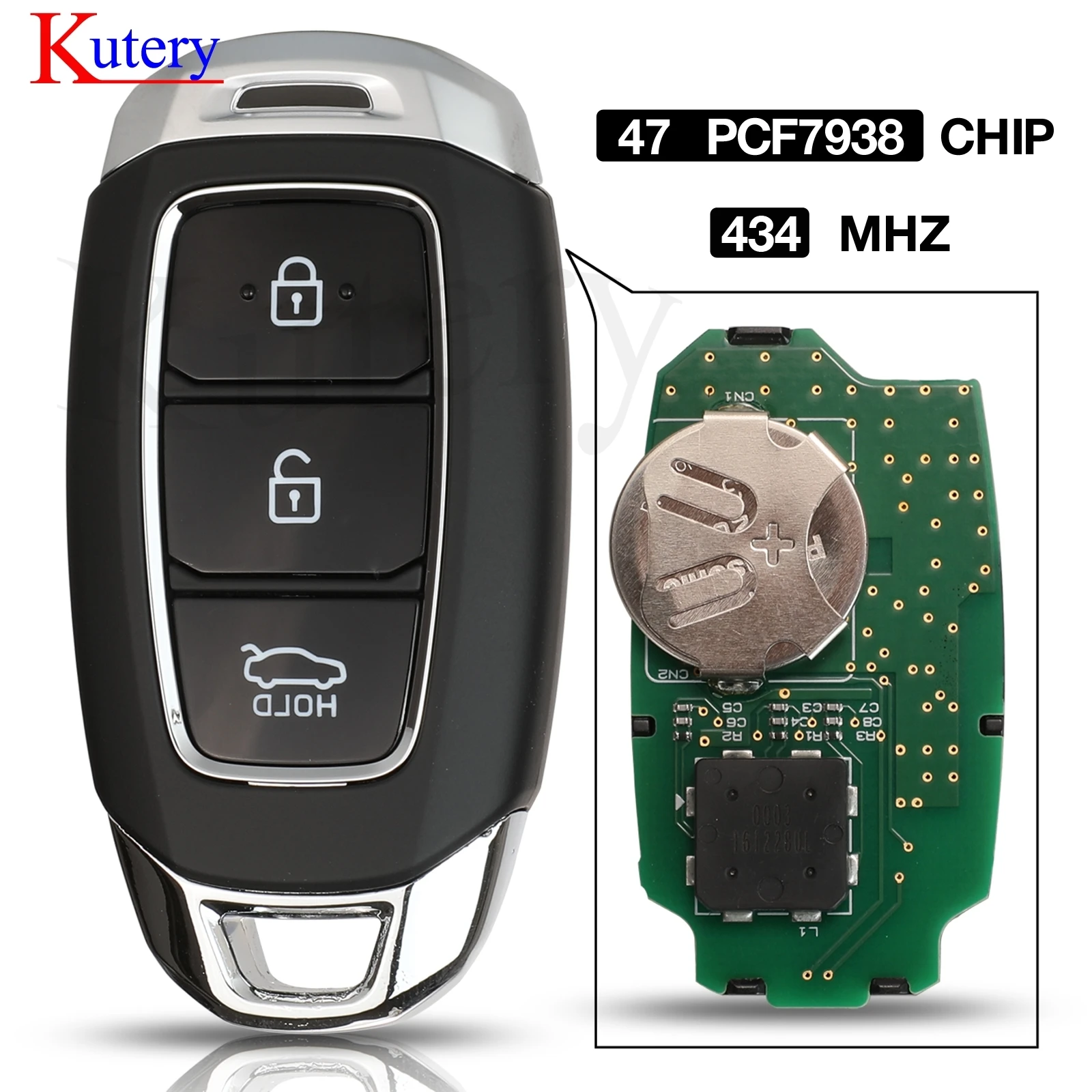 

jingyuqin 434Mhz ID47 PCF7938 Chip Remote Key For HYUNDAI ELANTRA 3 Buttons Flip Control Car Key 2017-2019