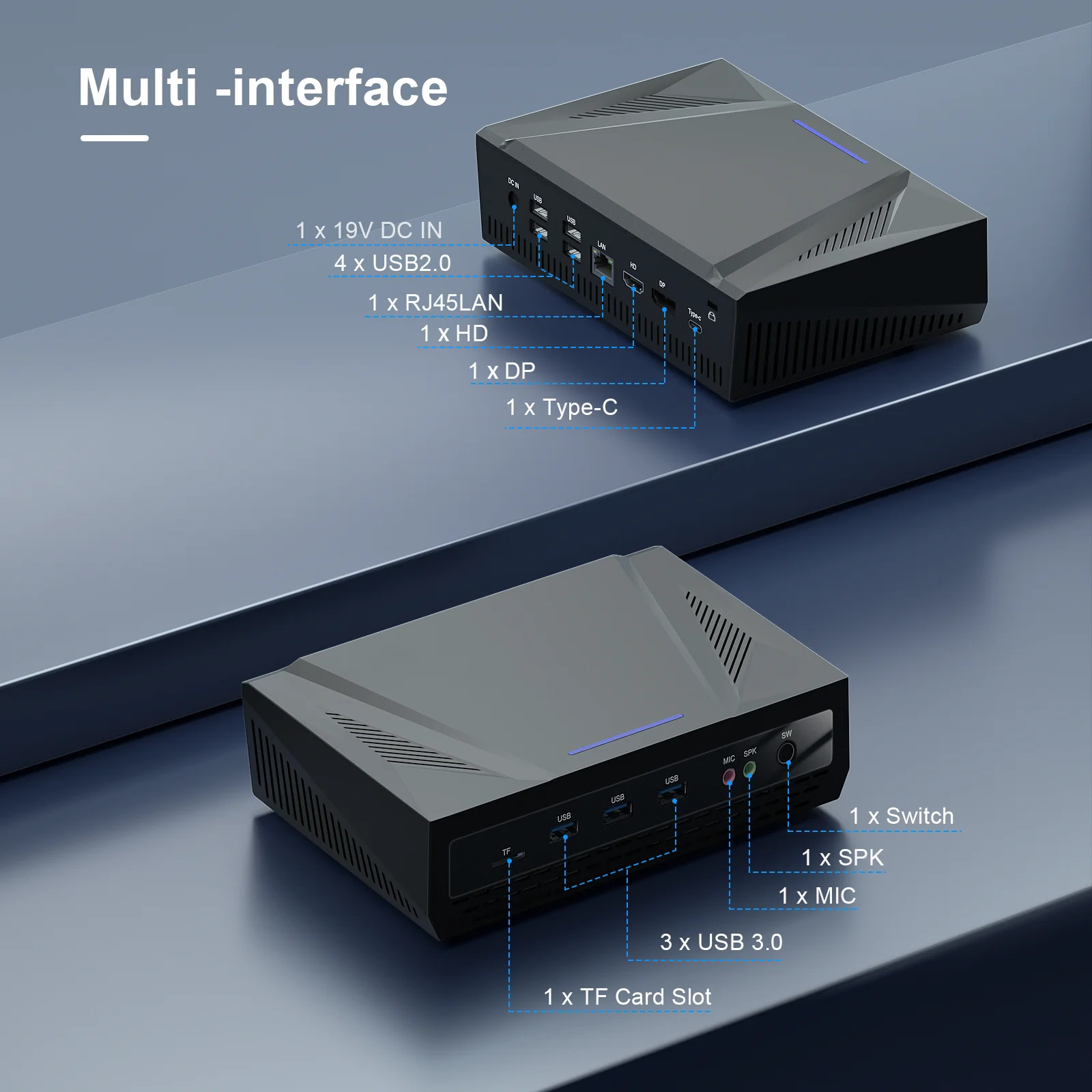 Office HYSTOU Mini PC 1xRJ45 Lan 2xDDR4 SO-DIMM 260 pin Intel Core i9 9880H Dual Channels 9th CPU Computer