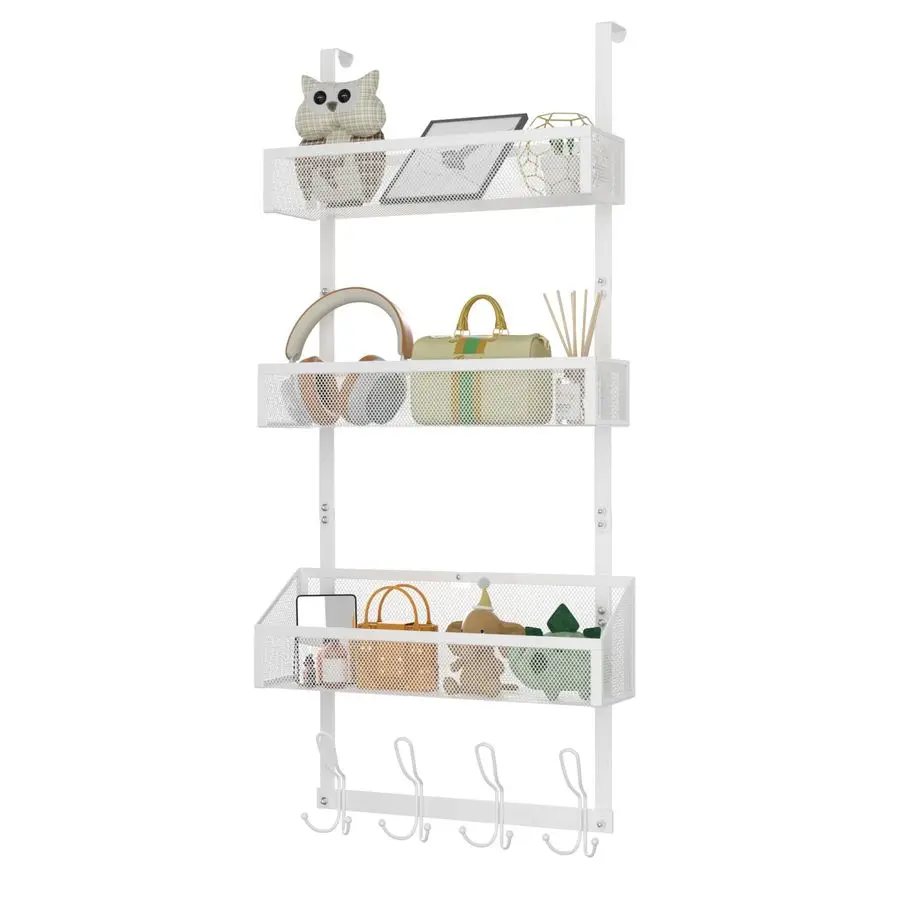 

The Door Shower Caddy, Over The Door Hook Organizer with 12 Hooks amp 3 Mesh Baskets SpaceSaving Towel Rack amp Storage Hanger f