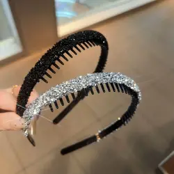 Plastic Rhinestone Headband Cute with Toothed Face Wash Diamond Hair Hoop Korean Style Make Up Hairband Non-slip